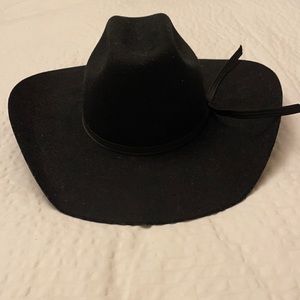 Black cowboy hat by Twister Hats by MF. 100% Wool. Youth Medium.